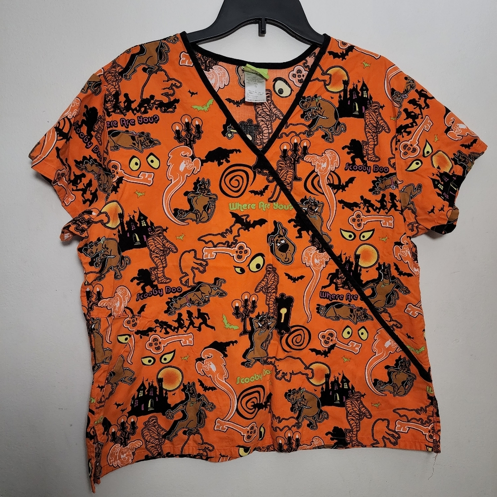 Halloween Print Orange Wrap-Style Women's Top